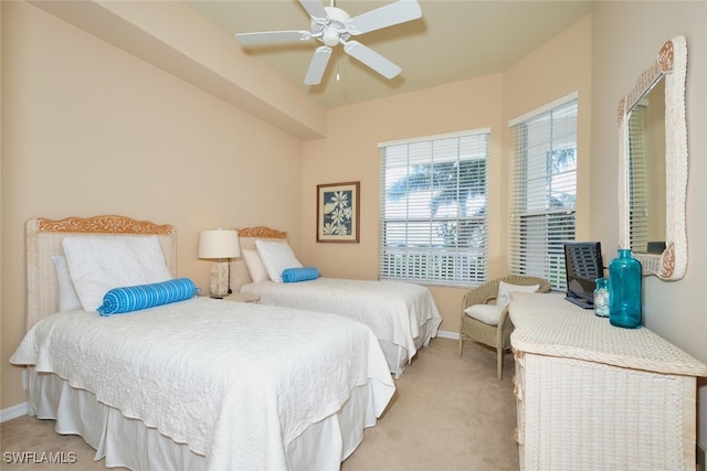 17110 Bridgestone Ct Unit 303, Fort Myers, FL 33908 - bedroom featuring light colored carpet, baseboards, and ceiling fan