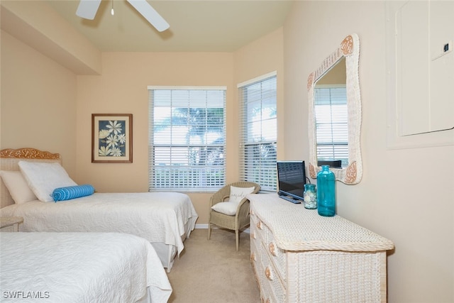 17110 Bridgestone Ct Unit 303, Fort Myers, FL 33908 - bedroom featuring baseboards, multiple windows, light carpet, and ceiling fan