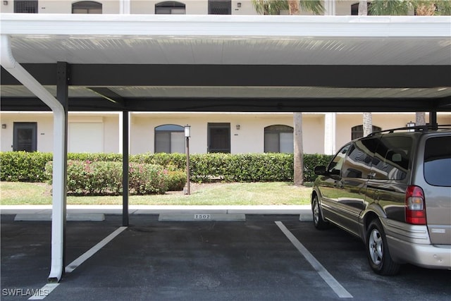view of covered parking lot