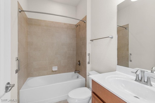 full bathroom with toilet, bathing tub / shower combination, and vanity