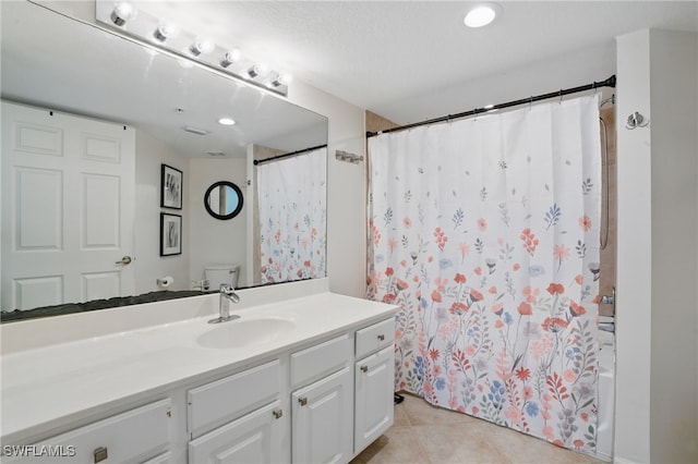 4109 Residence Dr Unit 515, Fort Myers, FL 33901 - full bathroom with vanity, tile patterned floors, toilet, and recessed lighting