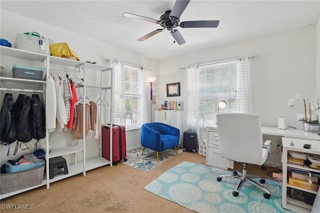 4109 Residence Dr Unit 515, Fort Myers, FL 33901 - office area featuring carpet floors and a ceiling fan