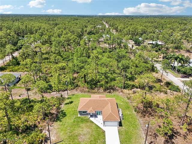 aerial view of a heavily wooded area