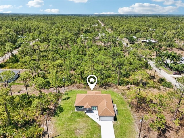 aerial view of a heavily wooded area
