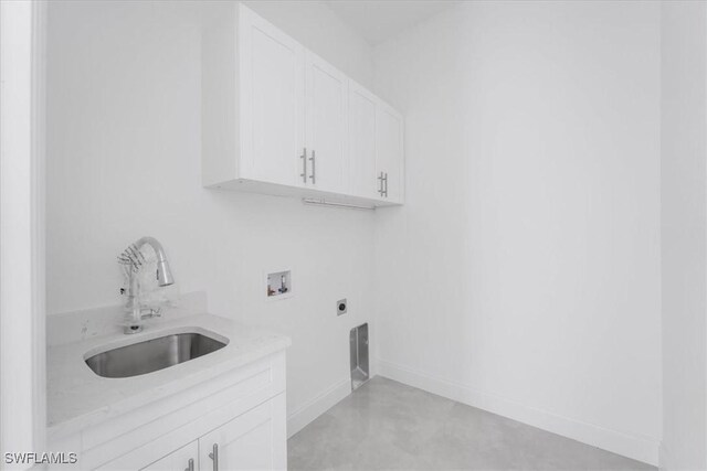 305 Diplomat Pkwy E, Cape Coral, FL 33909 - laundry room featuring washer hookup, cabinet space, electric dryer hookup, and baseboards