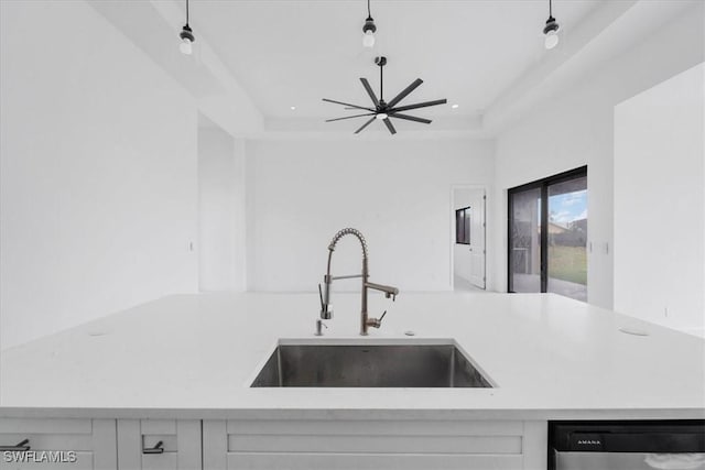 305 Diplomat Pkwy E, Cape Coral, FL 33909 - kitchen with stainless steel dishwasher, a sink, light countertops, and recessed lighting