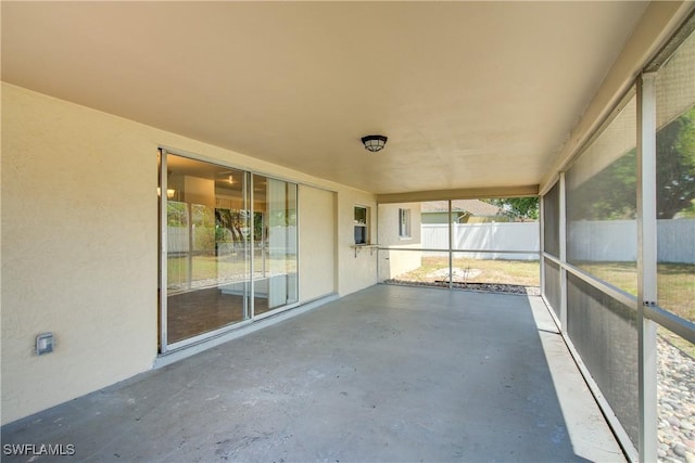 view of unfurnished sunroom