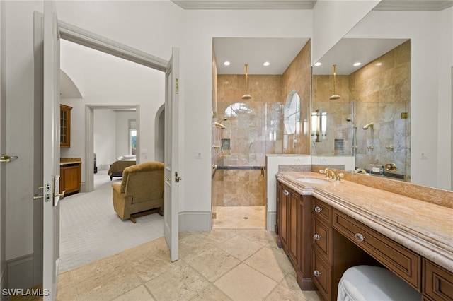 6387 Highcroft Dr, Naples, FL 34119 - full bath with a stall shower, vanity, ensuite bathroom, and baseboards