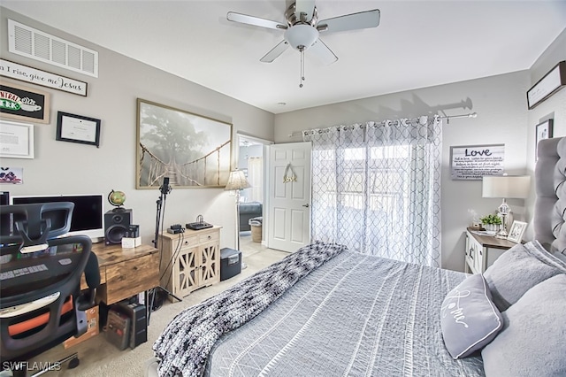13160 Bella Casa Cir Unit 2115, Fort Myers, FL 33966 - bedroom featuring carpet flooring, ceiling fan, and a desk