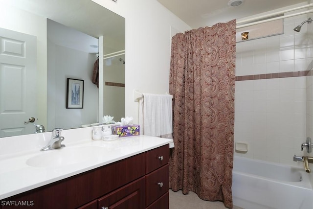 2386 Magnolia Ave Unit 7801, Naples, FL 34112 - bathroom with shower / bath combo with shower curtain, vanity, and tile patterned flooring