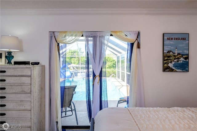 1303 Thompson St, North Fort Myers, FL 33903 - bedroom with crown molding and access to outside