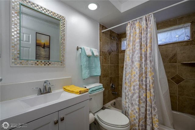 1303 Thompson St, North Fort Myers, FL 33903 - bathroom featuring shower / bath combo with shower curtain, toilet, and vanity