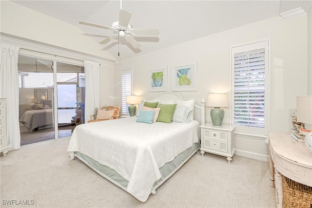 28839 Winthrop Cir, Bonita Springs, FL 34134 - bedroom featuring multiple windows, light colored carpet, access to outside, and ceiling fan