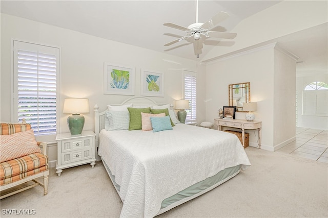 28839 Winthrop Cir, Bonita Springs, FL 34134 - bedroom with light carpet, ceiling fan, and baseboards