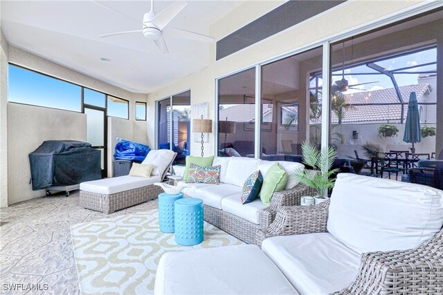 28839 Winthrop Cir, Bonita Springs, FL 34134 - sunroom / solarium featuring an outdoor living space and ceiling fan