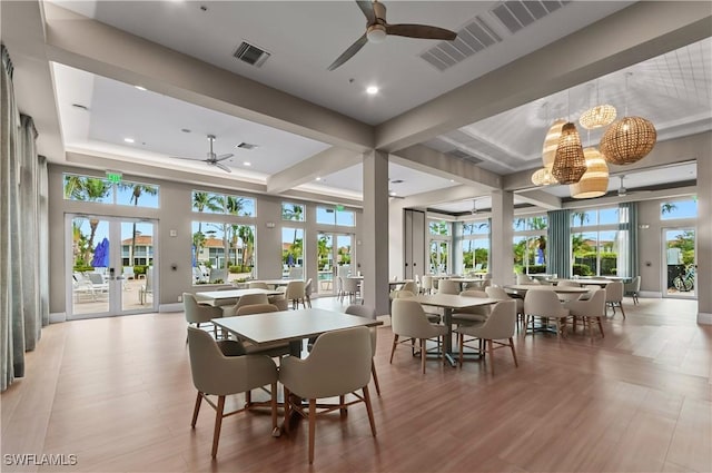 3045 Driftwood Way Unit 3707, Naples, FL 34109 - dining room featuring a ceiling fan, healthy amount of natural light, light wood finished floors, and recessed lighting