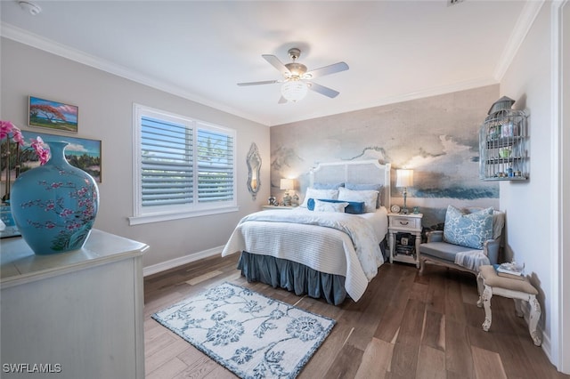 28268 Seasons Tide Ave, Bonita Springs, FL 34135 - bedroom featuring ornamental molding, wood finished floors, and a ceiling fan