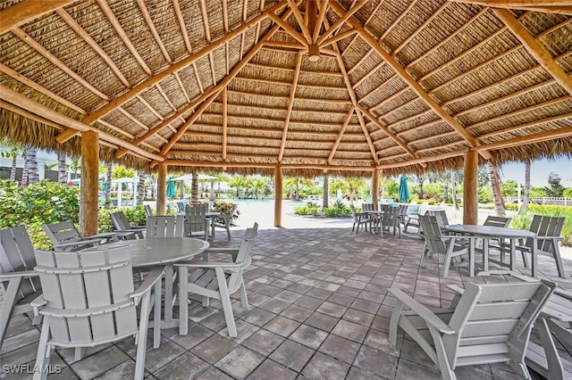 28268 Seasons Tide Ave, Bonita Springs, FL 34135 - view of patio / terrace featuring a gazebo and outdoor dining space