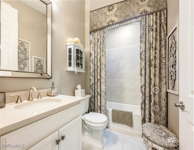 28268 Seasons Tide Ave, Bonita Springs, FL 34135 - full bath featuring shower / bath combo with shower curtain, tile patterned floors, and vanity