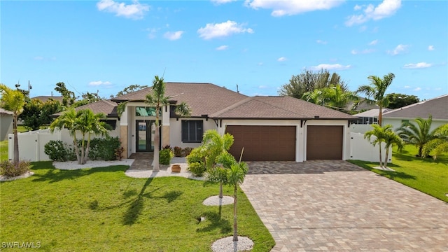 view of front of home with a gate, a garage, driveway, and stucco siding