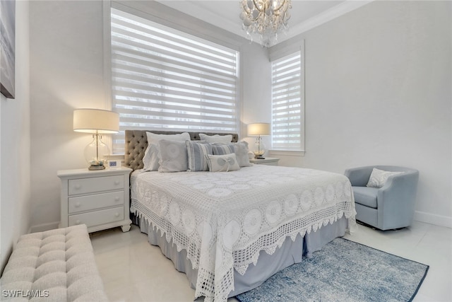 1070 Dana Ct, Marco Island, FL 34145 - bedroom featuring a chandelier, ornamental molding, and baseboards