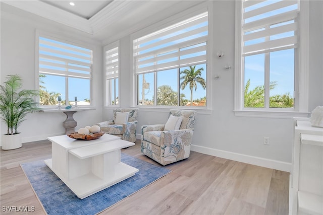 1070 Dana Ct, Marco Island, FL 34145 - sitting room with healthy amount of natural light, wood finished floors, baseboards, crown molding, and recessed lighting