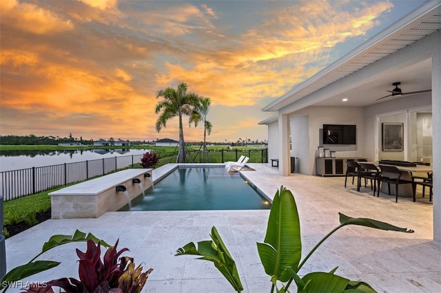 9102 Wisteria Way, Naples, FL 34114 - view of pool with a fenced backyard, a patio, and a ceiling fan