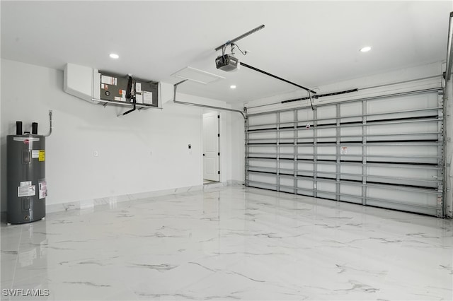 103 Chiquita Blvd N, Cape Coral, FL 33993 - garage featuring water heater, a garage door opener, and recessed lighting
