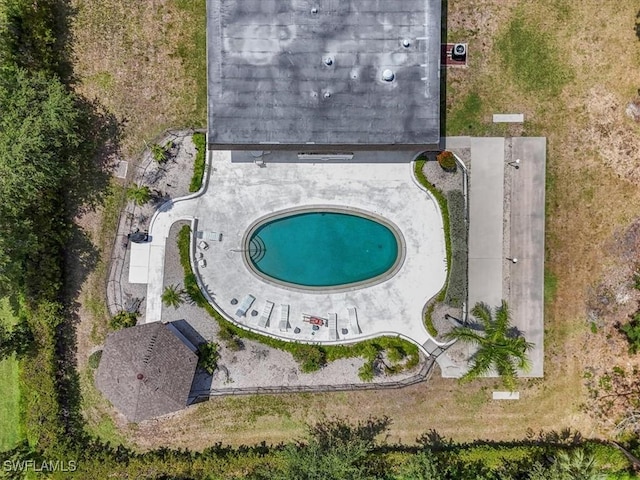 bird's eye view of a pool