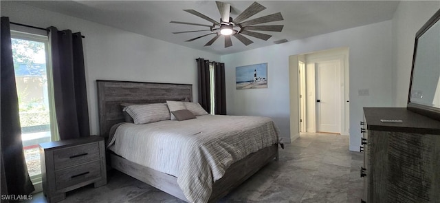 bedroom featuring ceiling fan
