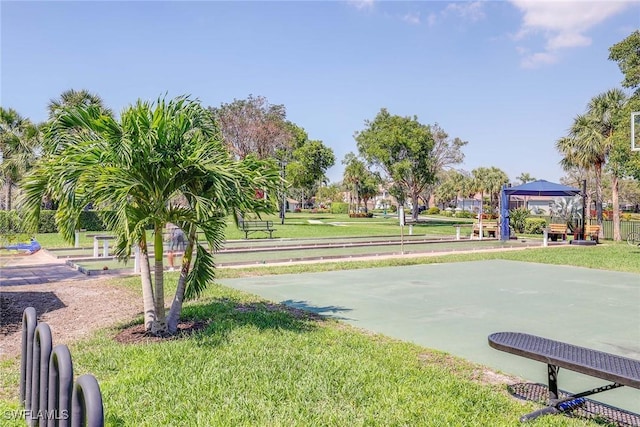 surrounding community featuring a yard and a gazebo