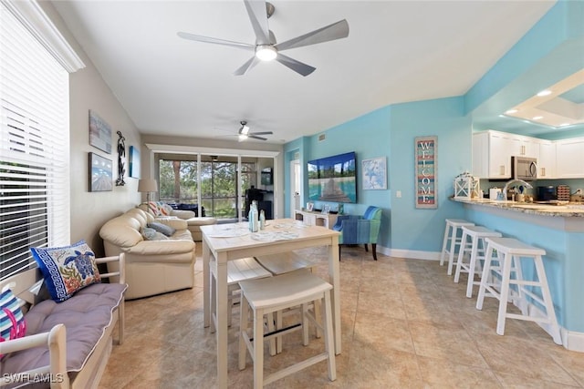 10115 Colonial Country Club Blvd Unit 2110, Fort Myers, FL 33913 - living room featuring a ceiling fan, light tile patterned flooring, and baseboards