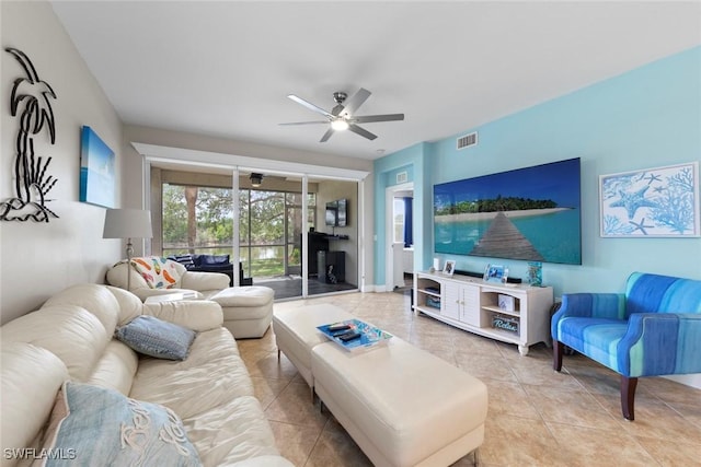 10115 Colonial Country Club Blvd Unit 2110, Fort Myers, FL 33913 - tiled living area with a ceiling fan