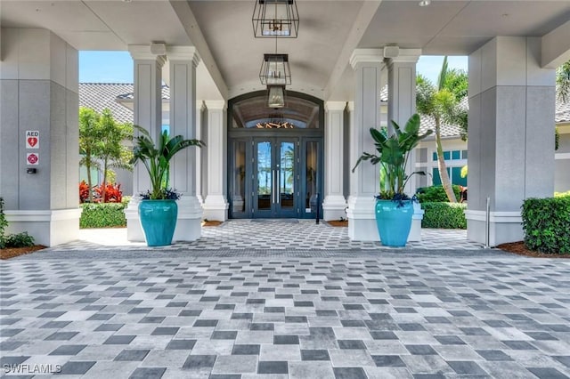 property entrance with french doors