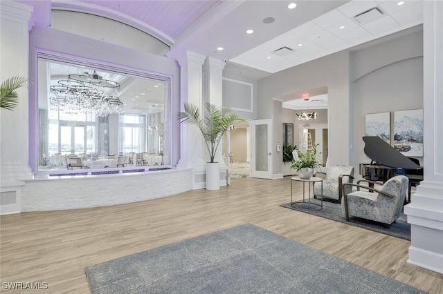 lobby with recessed lighting
