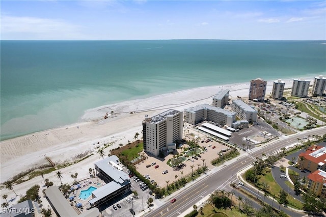 view of urban area with expansive beach