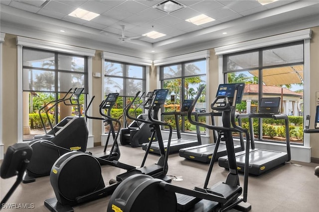9510 Avellino Way Unit 1924, Naples, FL 34113 - gym with a paneled ceiling