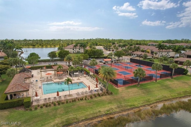 9510 Avellino Way Unit 1924, Naples, FL 34113 - aerial view of a pool area and a large body of water