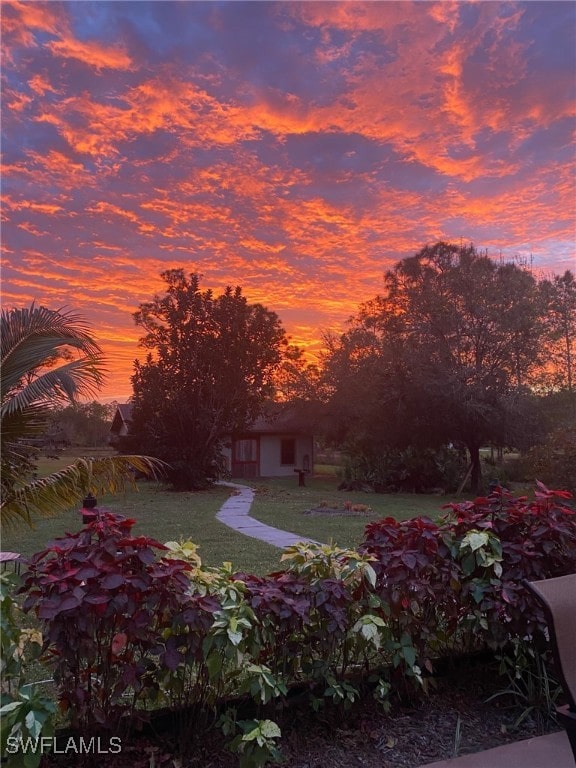 yard at dusk with a yard