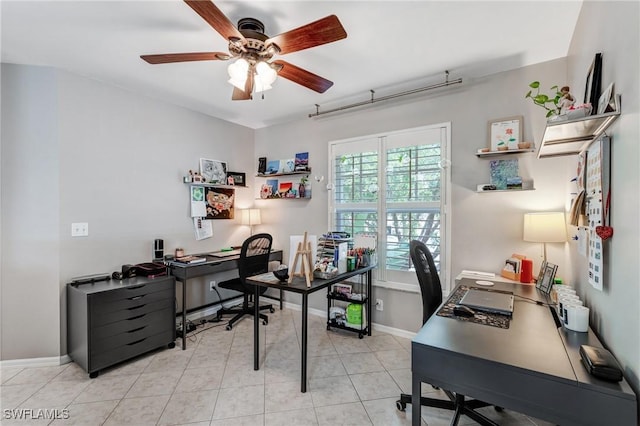14560 Daffodil Dr Unit 905, Fort Myers, FL 33919 - office with a ceiling fan, baseboards, and light tile patterned floors