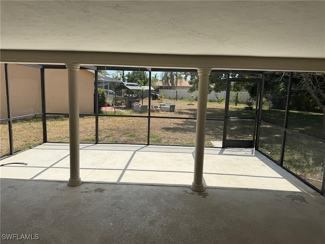 view of unfurnished sunroom