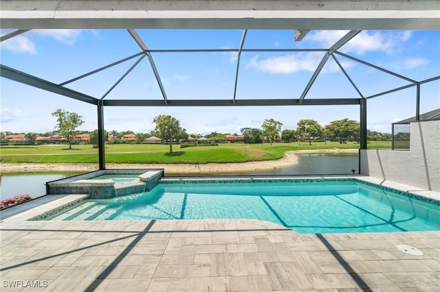 10334 Quail Crown Dr, Naples, FL 34119 - view of pool featuring a water view, a patio, and a yard