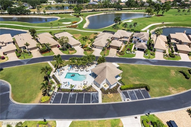 10334 Quail Crown Dr, Naples, FL 34119 - aerial view of property's location featuring a large body of water, a golf club, a pool, and nearby suburban area