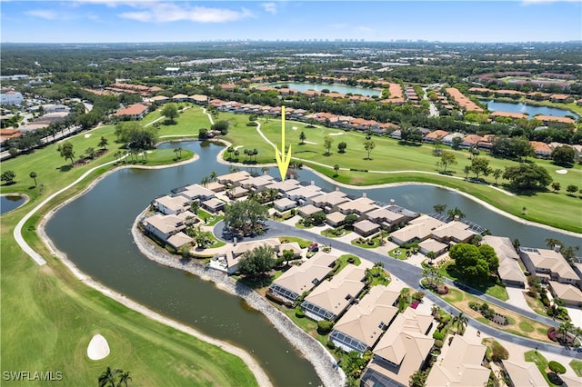 10334 Quail Crown Dr, Naples, FL 34119 - aerial perspective of suburban area with a local golf course and a large body of water