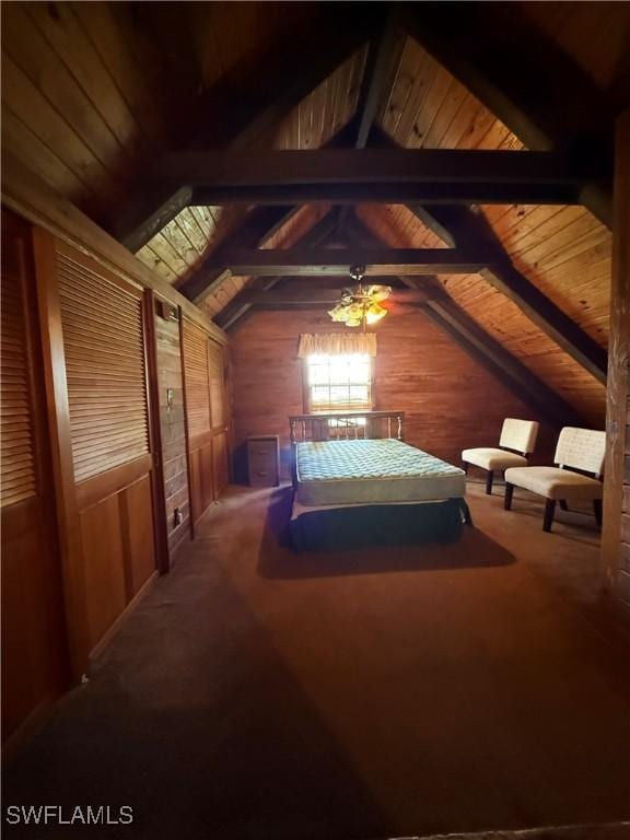 304 Flagler St, Clewiston, FL 33440 - bedroom featuring wood walls, vaulted ceiling, and wooden ceiling