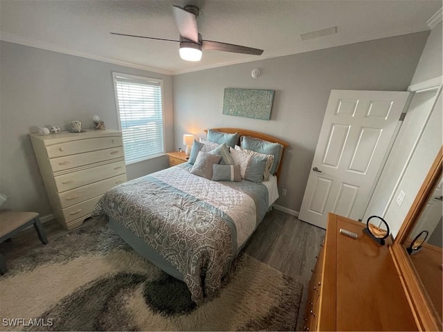 5570 Cypresswoods Resort Dr, Fort Myers, FL 33905 - bedroom featuring ornamental molding, wood finished floors, and ceiling fan