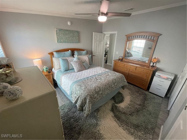 5570 Cypresswoods Resort Dr, Fort Myers, FL 33905 - bedroom with crown molding and a ceiling fan