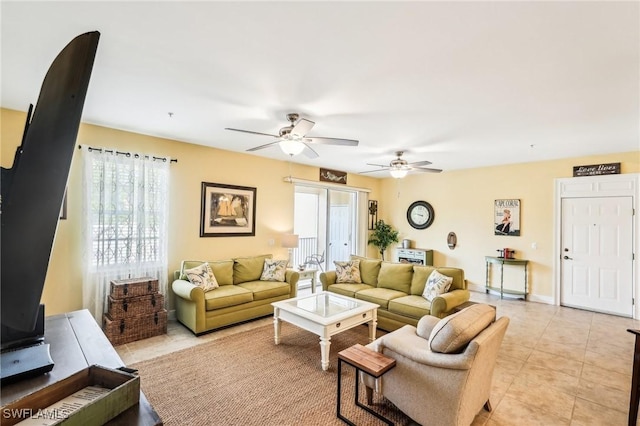 1520 SW 50th St Unit 202, Cape Coral, FL 33914 - living area featuring a ceiling fan and light tile patterned floors