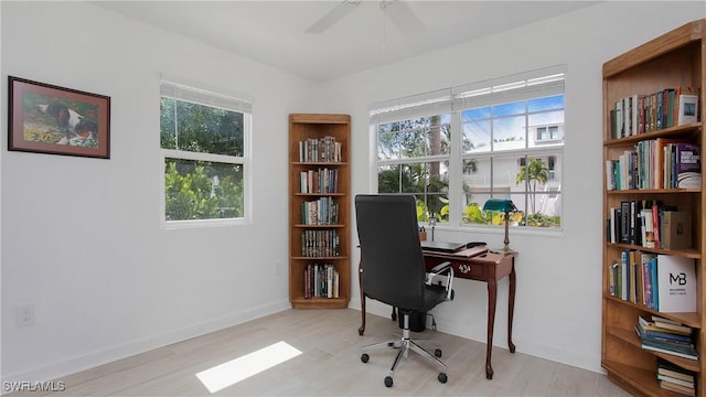 767 Glendale Ave, Naples, FL 34110 - office with wood finished floors and a ceiling fan