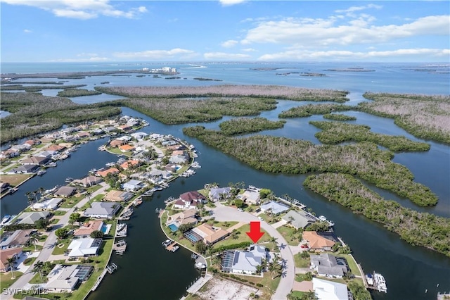 14931 David Dr, Fort Myers, FL 33908 - aerial view of property's location with a large body of water and nearby suburban area